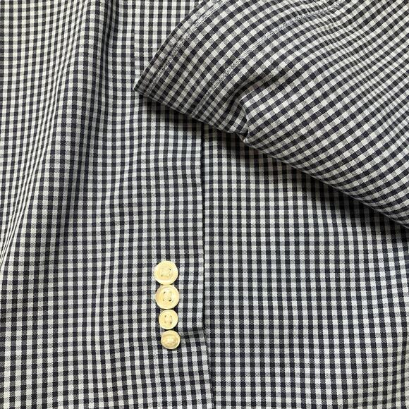 Lands End Blue Check Gingham Long Sleeve Button Up Shirt Size 17.5 -  36 TALL - Picture 8 of 10